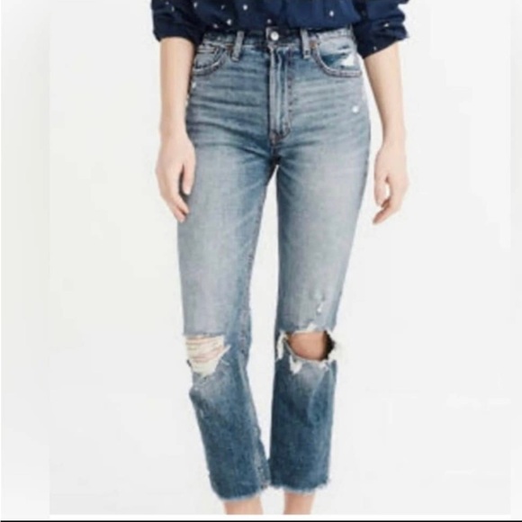 Abercrombie & Fitch Denim - abercrombie & fitch womens zoe natural rise ankle straight jeans 31 12 R denim